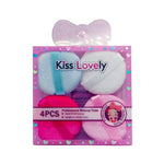 Kiss Lovely Makeup Sponge Set of 4 Loose Powder Puff Ultra Soft Velvet Makeup Colorful Puff