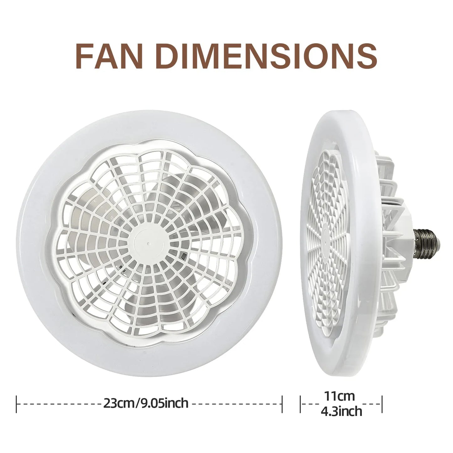 LED Ceiling Fan Light Remote Control Dimmable 3 Speed Wind Speed