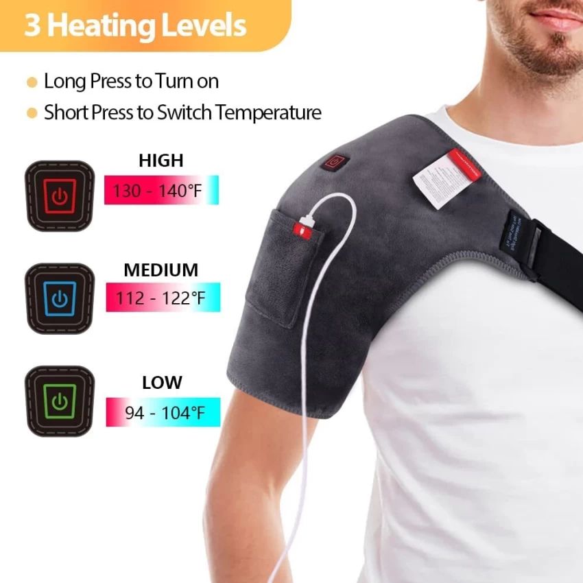 Portable Heat Shoulder Wrap Belt USB Shoulder Heating Pad Rotator Cuff Pain Upper Arm Muscle Relief 3 Heating Setting