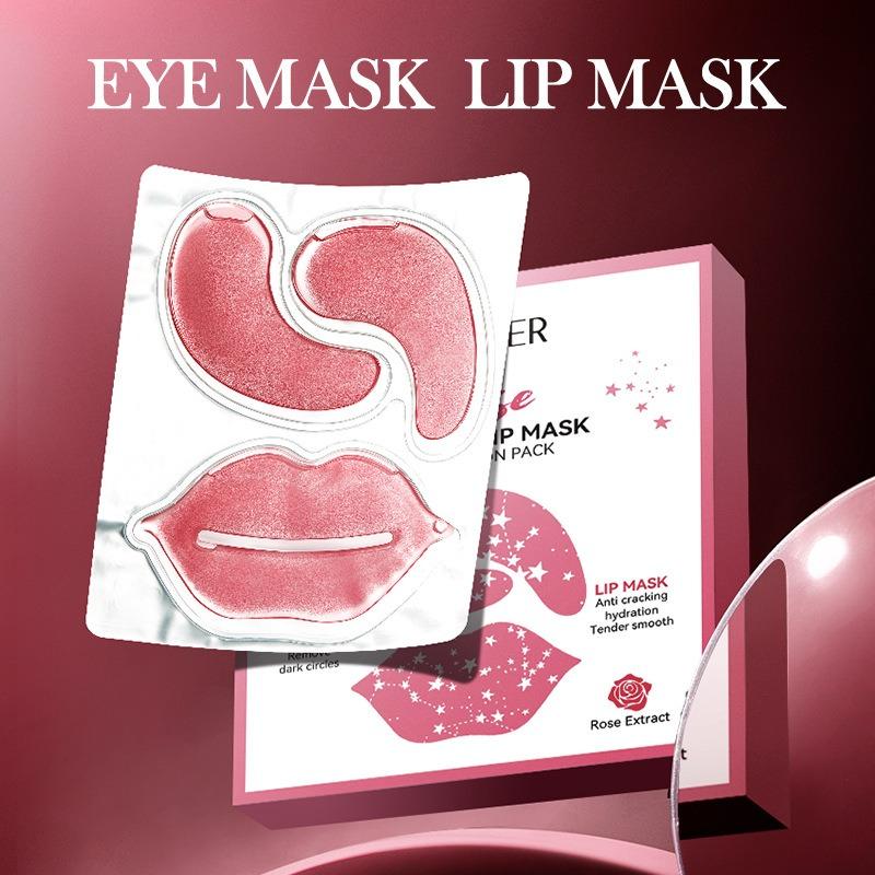 SADOER Rose Eye Mask Lip Mask Combination Pack 10Pcs