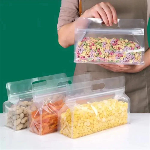 Multifunctional Portable Transparent PEVA Food Storage Bag With Proof Sealing Ziplock Reusable Set Of 4