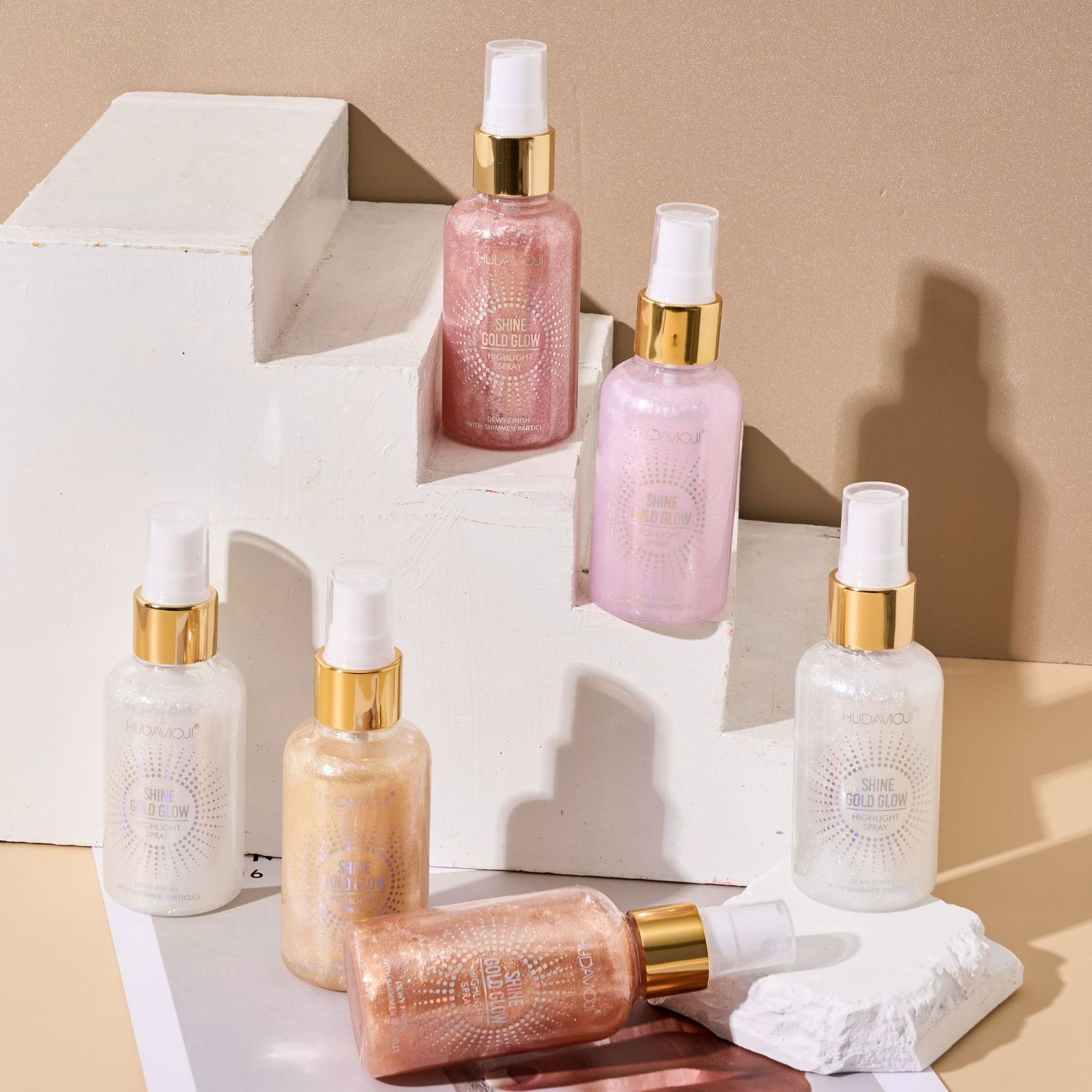 Hudamoji Shine Gold Glow Highlight Spray 6Pcs Set