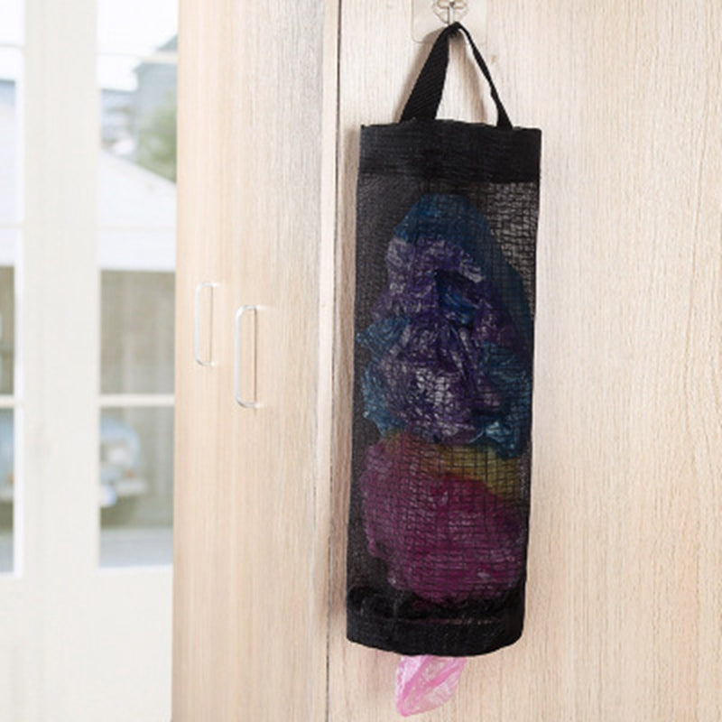 Hanging Mesh Grocery Bag Holder Storage Bag Dispenser