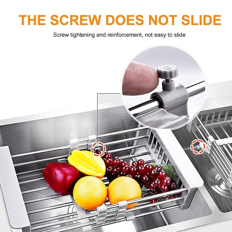 Multifunctional Adjustable Stainless Steel Sink Drainer Basket Drain Rack