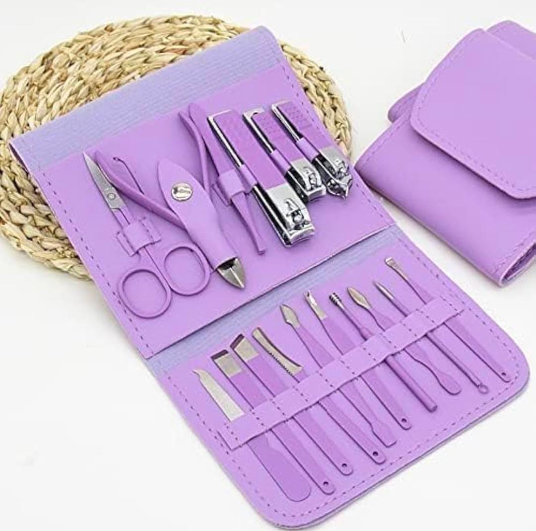 Professional Portable Manicure Pedicure Set Stainless Steel Nail Clipper Cuticle Trimmer 16Pcs Kit With Folding Case