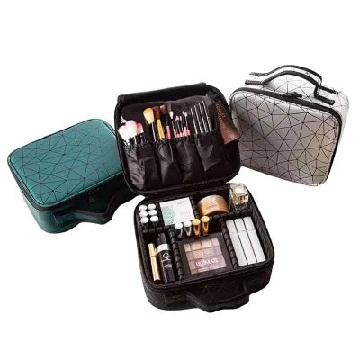 Professional Multifunctional Portable Square Partition Makeup Cosmetic Bag Organizer Traveling Storage Box