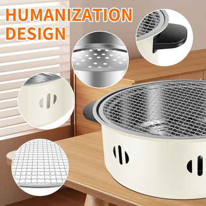 Portable Stainless Steel Barbecue Grill Korean Charcoal Stove Stainless Steel Split BBQ Stove Round Non-stick Barbecue Rack For Outdoor