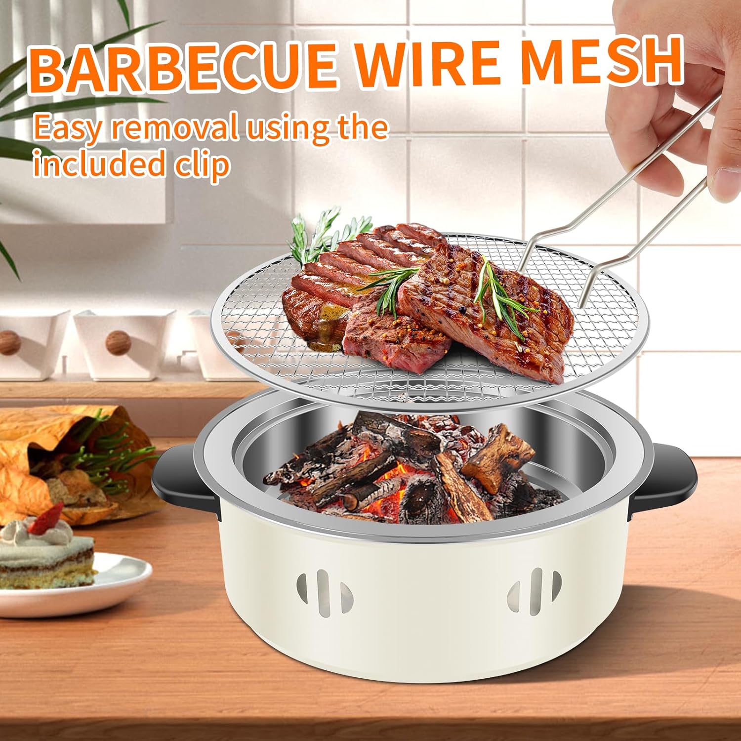 Portable Stainless Steel Barbecue Grill Korean Charcoal Stove Stainless Steel Split BBQ Stove Round Non-stick Barbecue Rack For Outdoor