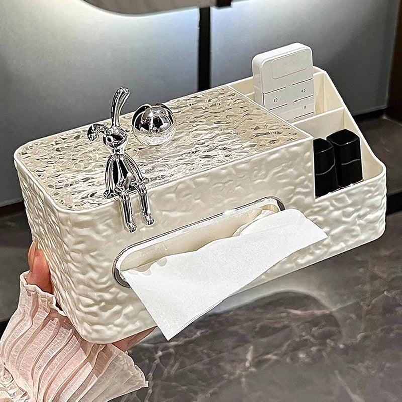 Multifunctional Tissue Box With 3 Different Storage Compartments