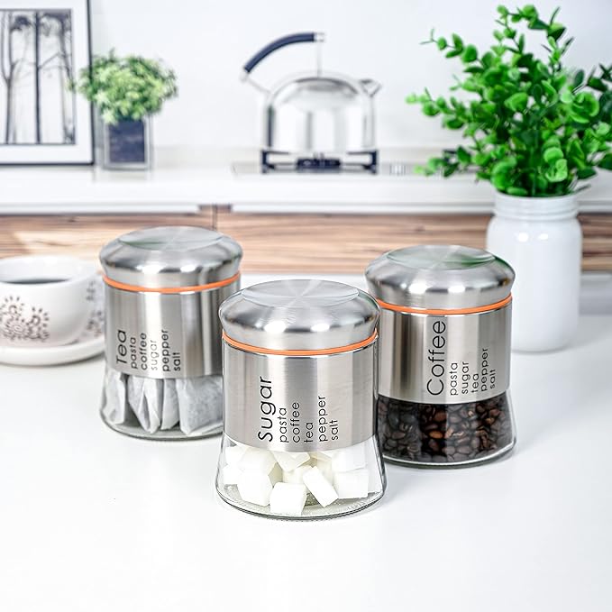 Multipurpose Glass Storage Container Jar With Stainless Steel Lid