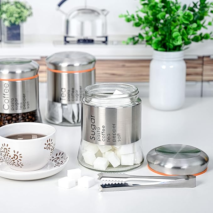 Multipurpose Glass Storage Container Jar With Stainless Steel Lid