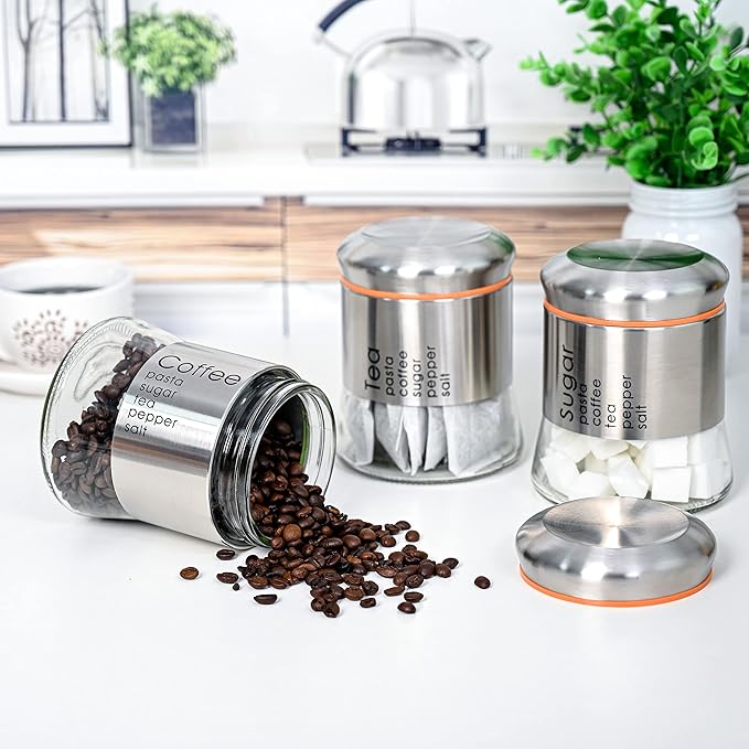 Multipurpose Glass Storage Container Jar With Stainless Steel Lid