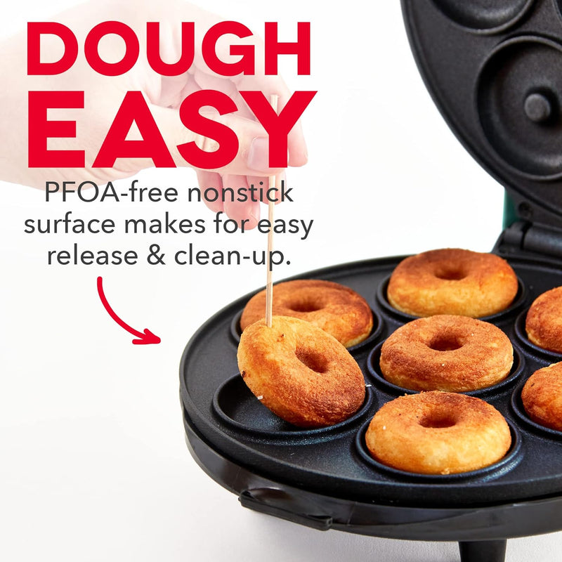 Mini Donut Maker Machine Non-Stick Surface Makes 7 Doughnuts