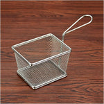 Stainless Steel Mini Square Fry Basket French Fries Holder Fried Food Table Serving