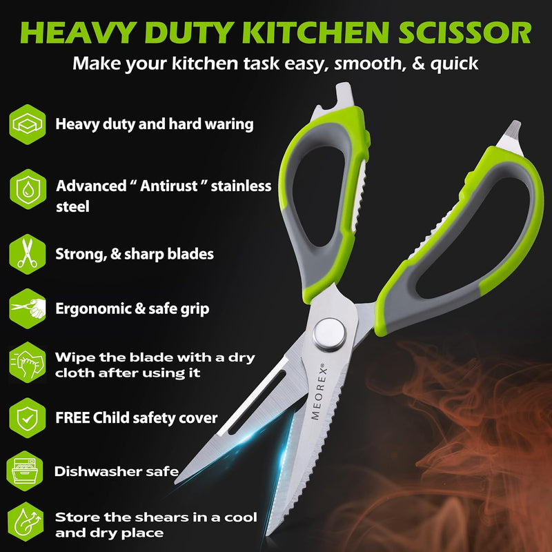 Multipurpose Stainless Steel  Heavy Duty Scissor Spark Innovators Mighty Shears One Size Green & Grey