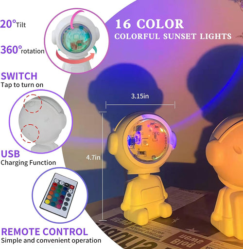 USB Rechargeable Battery Astrobot Sunset Lamp Projector Sunset Light Touch Control Projection 360° Adjustable Head