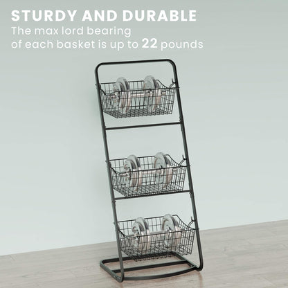 Multipurpose 3 Tier Vegetables Fruit Basket Stand Iron Material Storage Basket