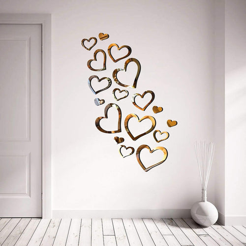 3D Love Hearts Mirror Acrylic Wall Sticker