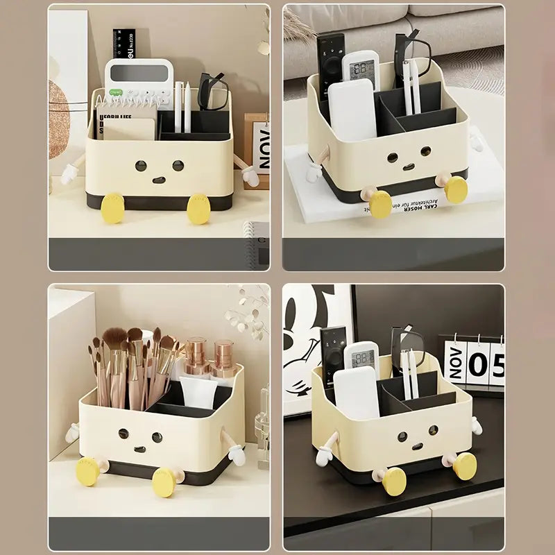 Multifunctional Cute Cartoon Desktop Organizer With Built-In Calendar Stand Personal Care Items Office Supplies & Tech Accessories Space Saving Countertop Storage Box