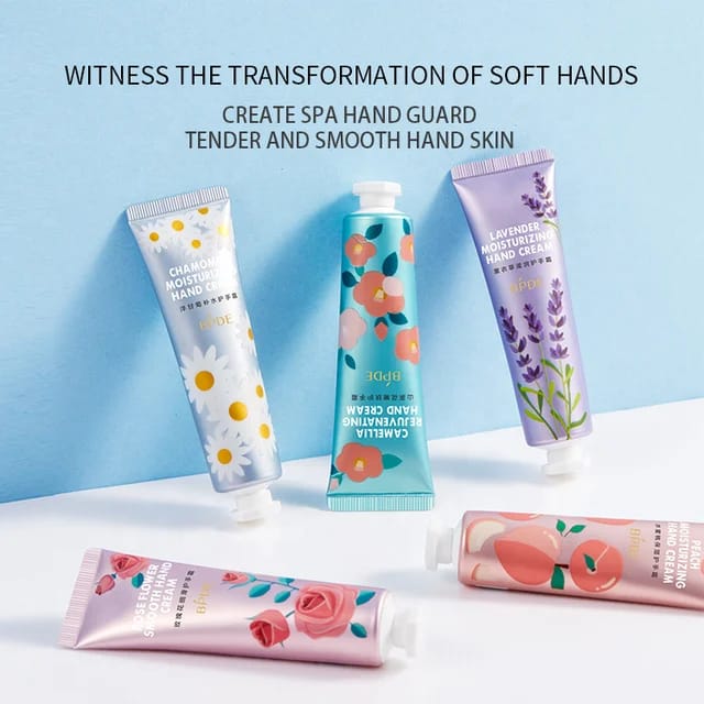 BPDE Rose Chamomile Juicy Peach Moisturizing Nourishing Oil Controil Anti Bacterial Tube Hand Cream