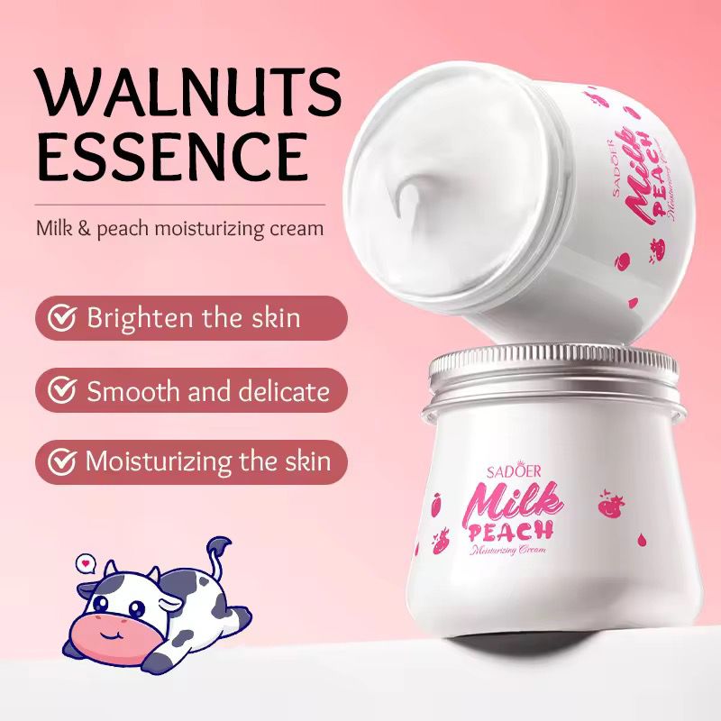 SADOER Milk Peach Natural Organic Milk Moisturizing Facial Cream Whitening Brightening Smooth Beauty Face Cream