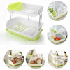 Multipurpose Double Layer Kitchen Drain Dishes Storage Rack With Large Plastic Basket With Tray Kitchen Utensils Organizer