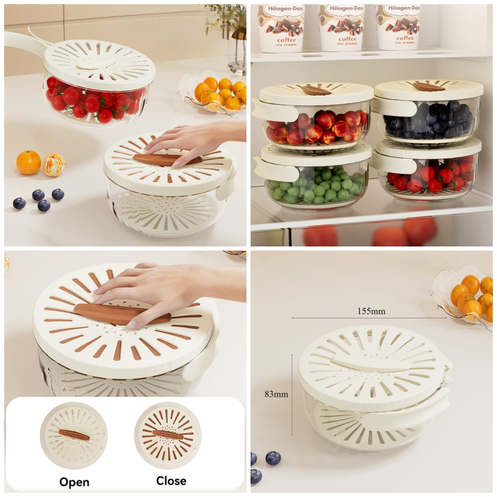Multifunction 2in1 Food Colander With Handle Draining Bowl With Lid