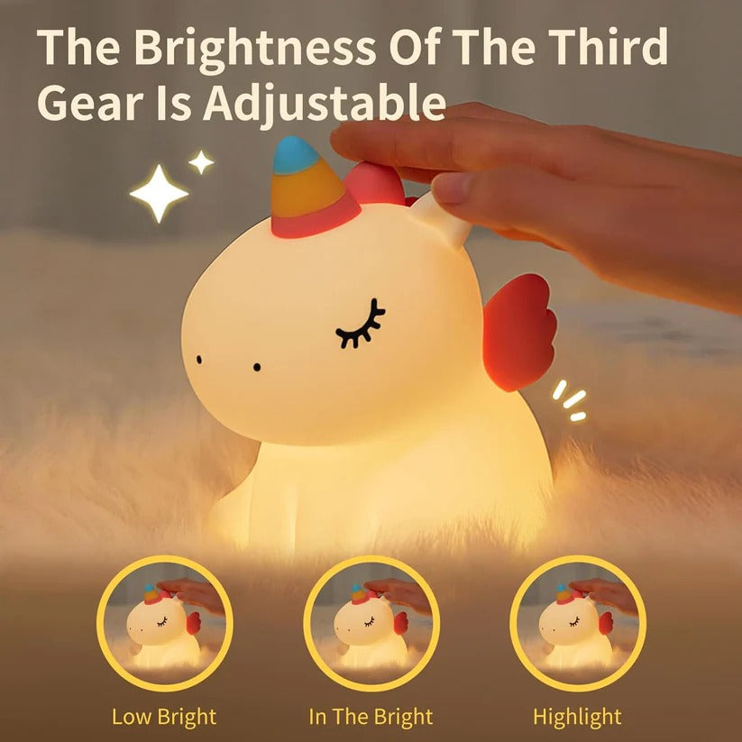 USB Rechargeable Cartoon Unicorn Silicone Lamp LED Light