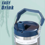 Stainless Steel Vacuum Insulated Thermos Water Bottle With Straw 890ml