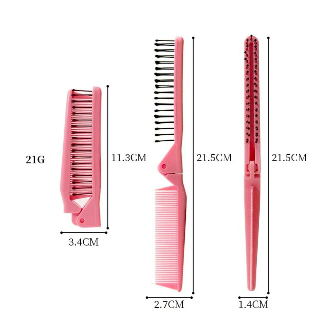 2in1 Double Head Foldable Pocket Hair Comb Brush