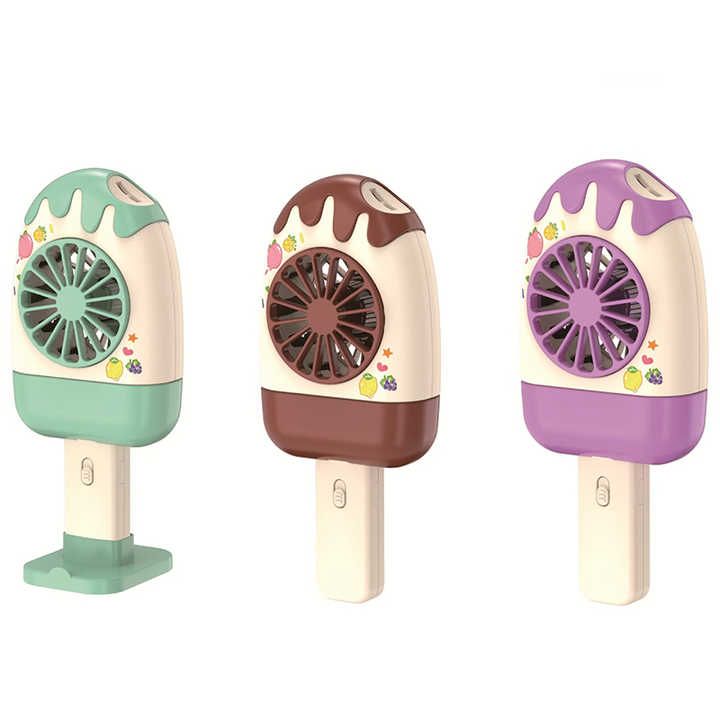 Portable Popsicle Ice Cream Design Mini Handheld Fan With 3 Adjustable Speed Rechargeable
