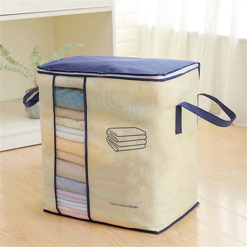 Multipurpose Non Woven Storage Bag Organizer With Handle Transparent Visual Window for Clothes & Blanket A quality