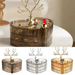 3 Layer Acrylic Heart Shape With Deer On Top Head Jewelry Organizer