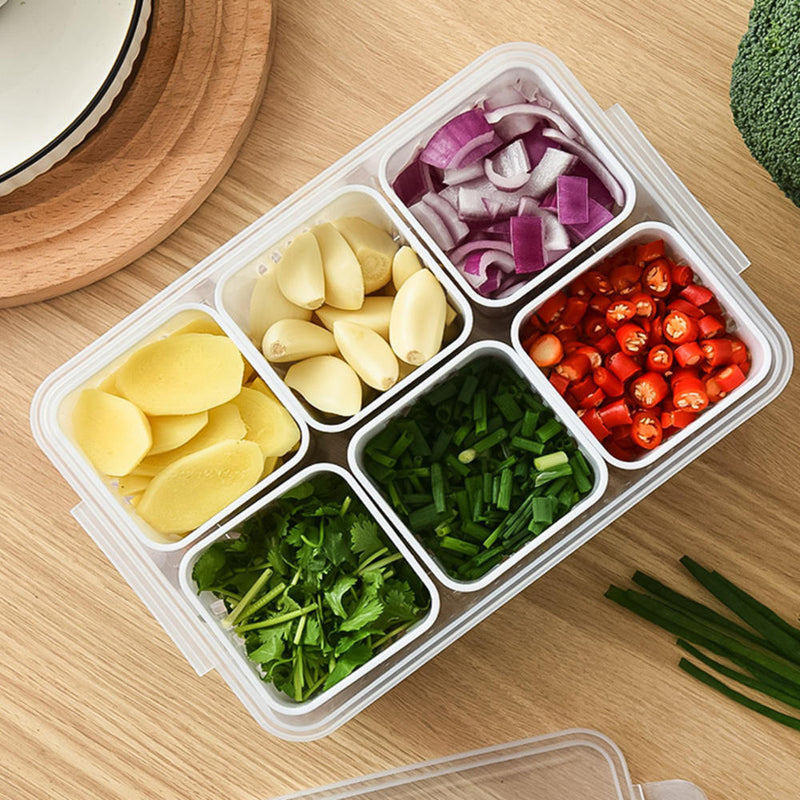 Vegetable Fruit Basket 6 Grid Storage Box With Lid