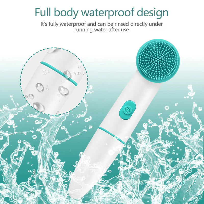 Portable Electric 2in1 Sonic Facial Cleansing Brush Silicone Face Scrubber