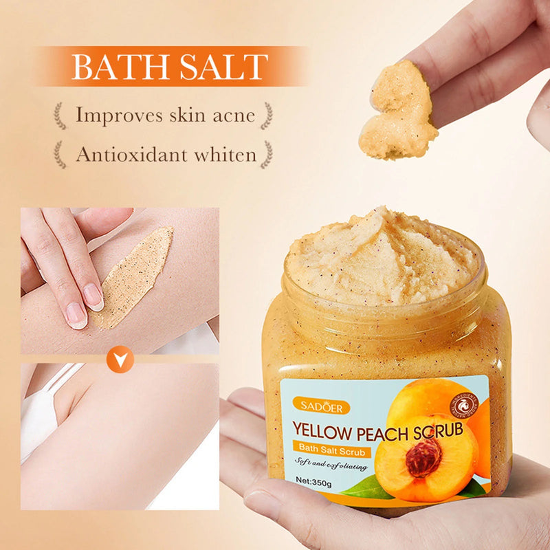 Sadoer Yellow Peach Scrub Soft And Exfoliating Bath Salt Scrub 350g