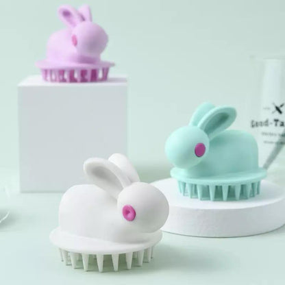 Silicon Cute Rabbit Brush Scalp Massager Comb Shower Head Hair Washing Tool