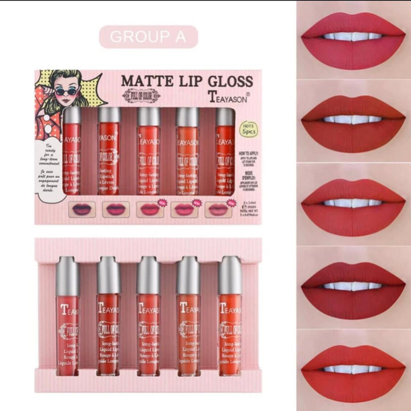 Teayason Matte Lip Gloss 5Pcs Set