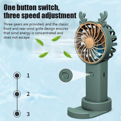 Deer Head USB Rechargeable Mini Electric Fan With Phone Holder