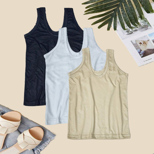 Mix Cotton Jersey Fabric Camisole Shamees Pack of 3