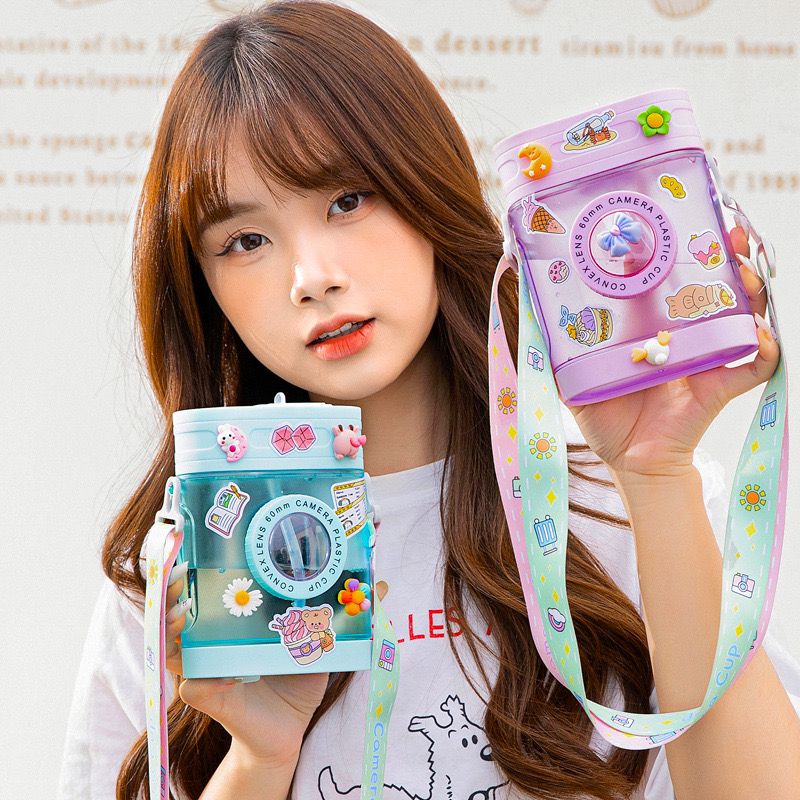 Camera Shape Cute Water Bottle With Adjustable Shoulder Strap
