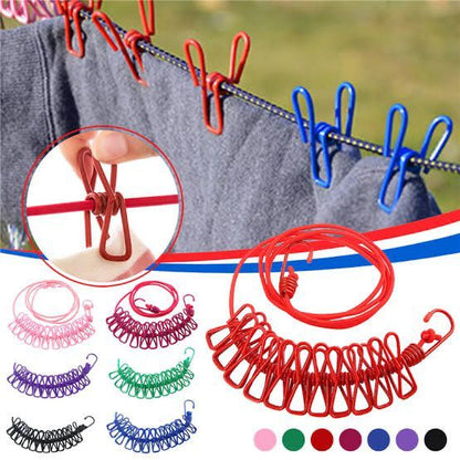 Multifunction Portable Clip Hang 185cm Drying Rack Clothes Line With 12 Clip