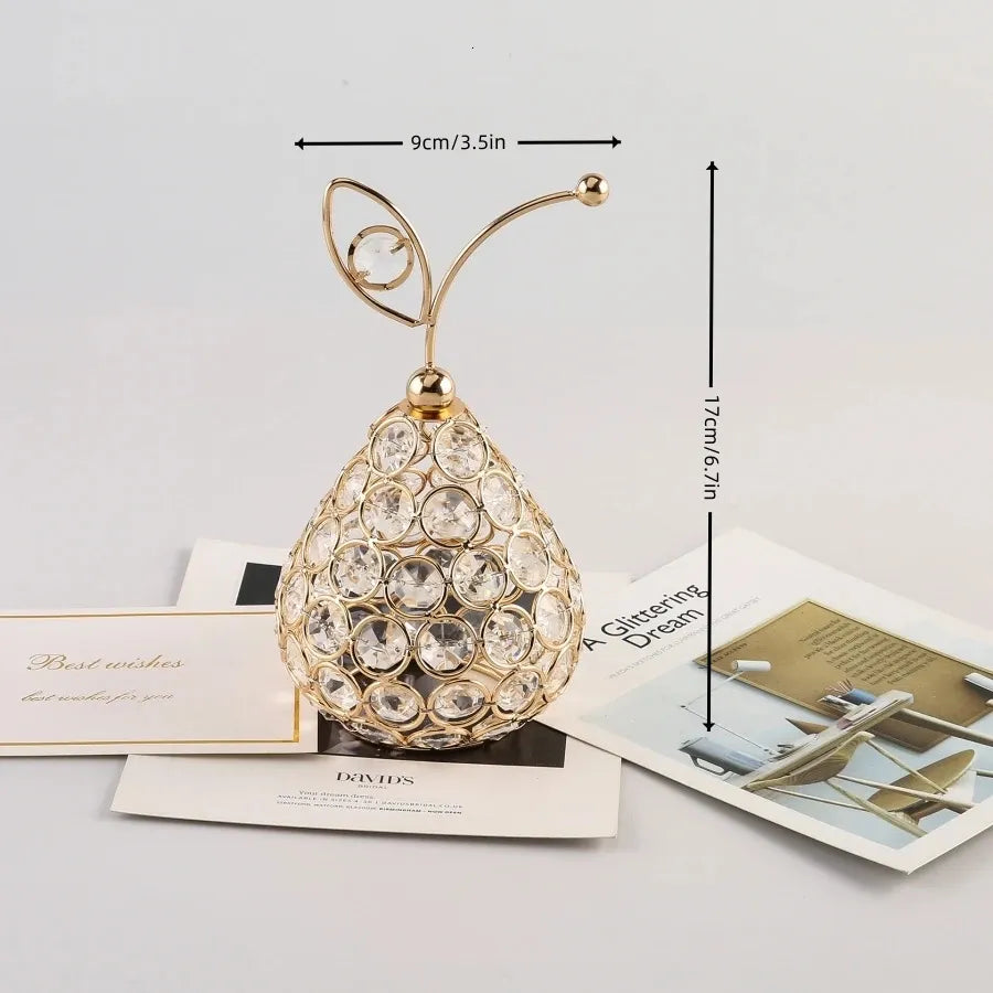 Gold Crystal Guava Ornament Artificial Fruit Figurine Tabletop Centerpiece For Home Decor