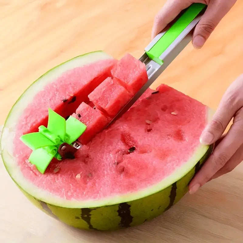 Stainless Steel Windmill Design Watermelon Slicing Knife Cutter