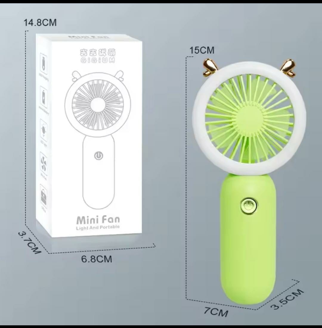 Portable Handheld Cute Mini USB Rechargeable Cooling Fan With Led Light