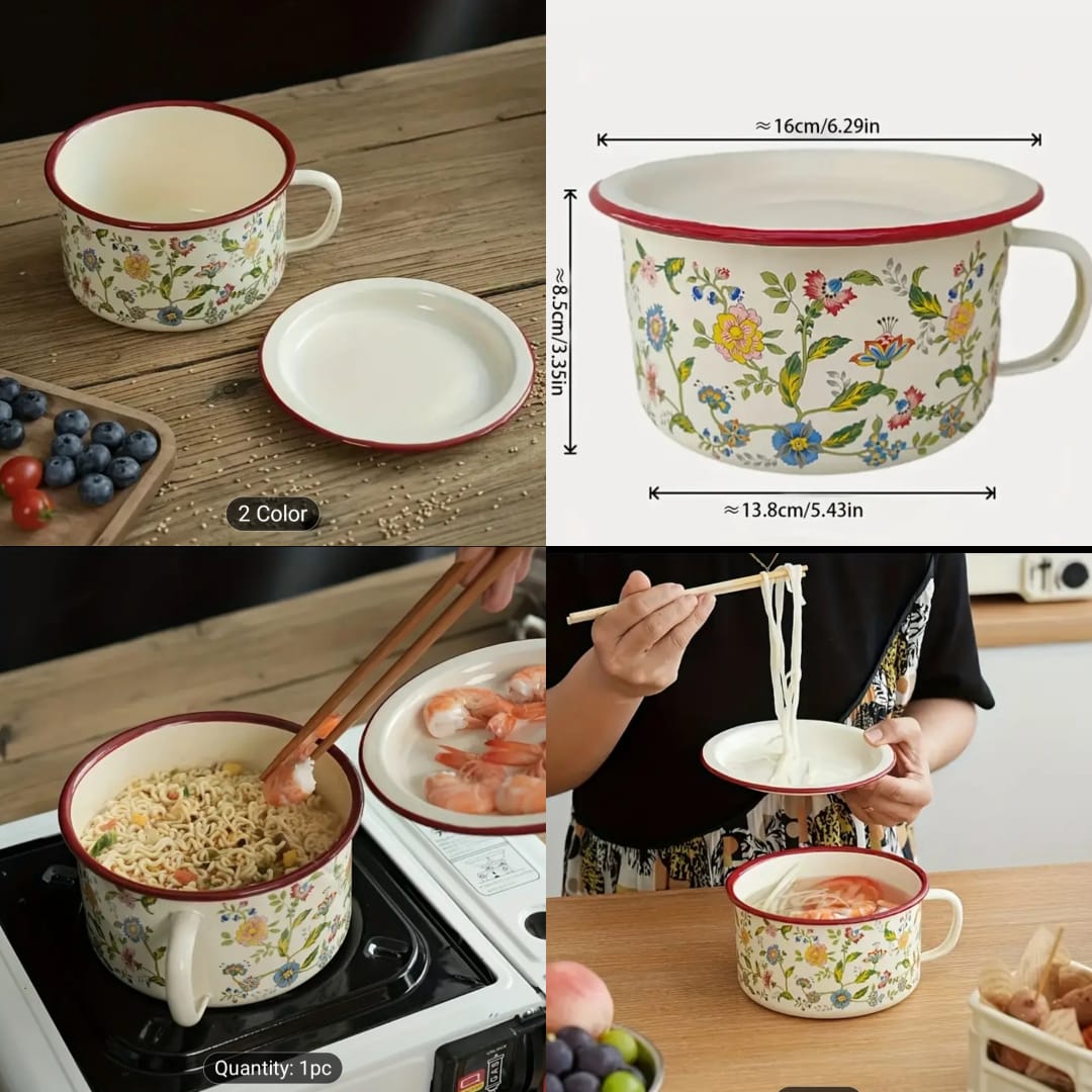 Multifunctional Heating Pot Bowl With Lid For Noodles Food Gas and Electric Stovetop Safe for Kitchen