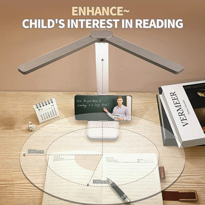 Double Head LED Table Lamp USB Charging Touch Dimmable With Mobile Holder