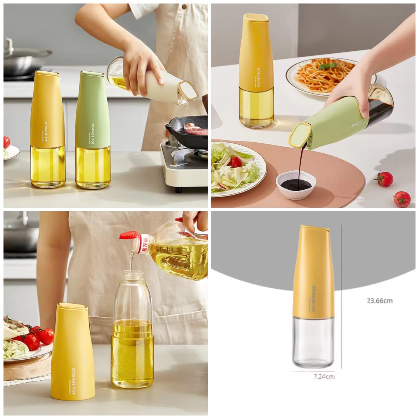Glass Jar Oil Storage Bottle Oil Dispenser With Plastic Lid 500ml Capacity