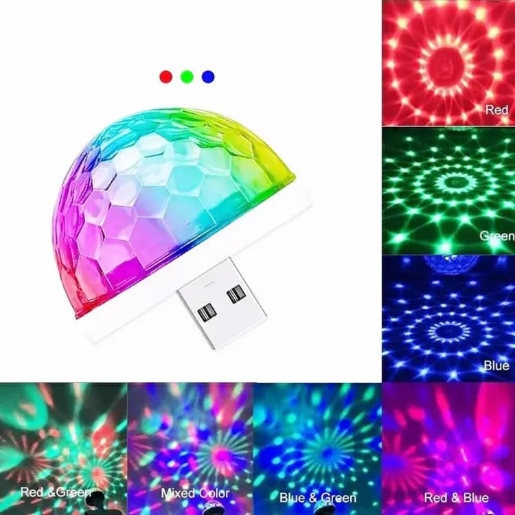 Mini USB Multicolor RGB LED Disco Bulb Light Pack of 2