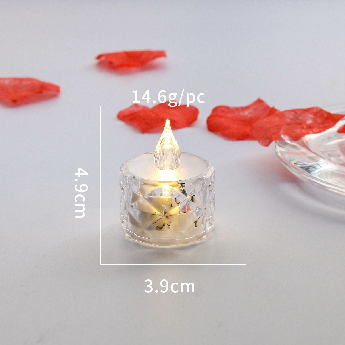 Clear Crystal Led Tealight Candle Light Battery Operated